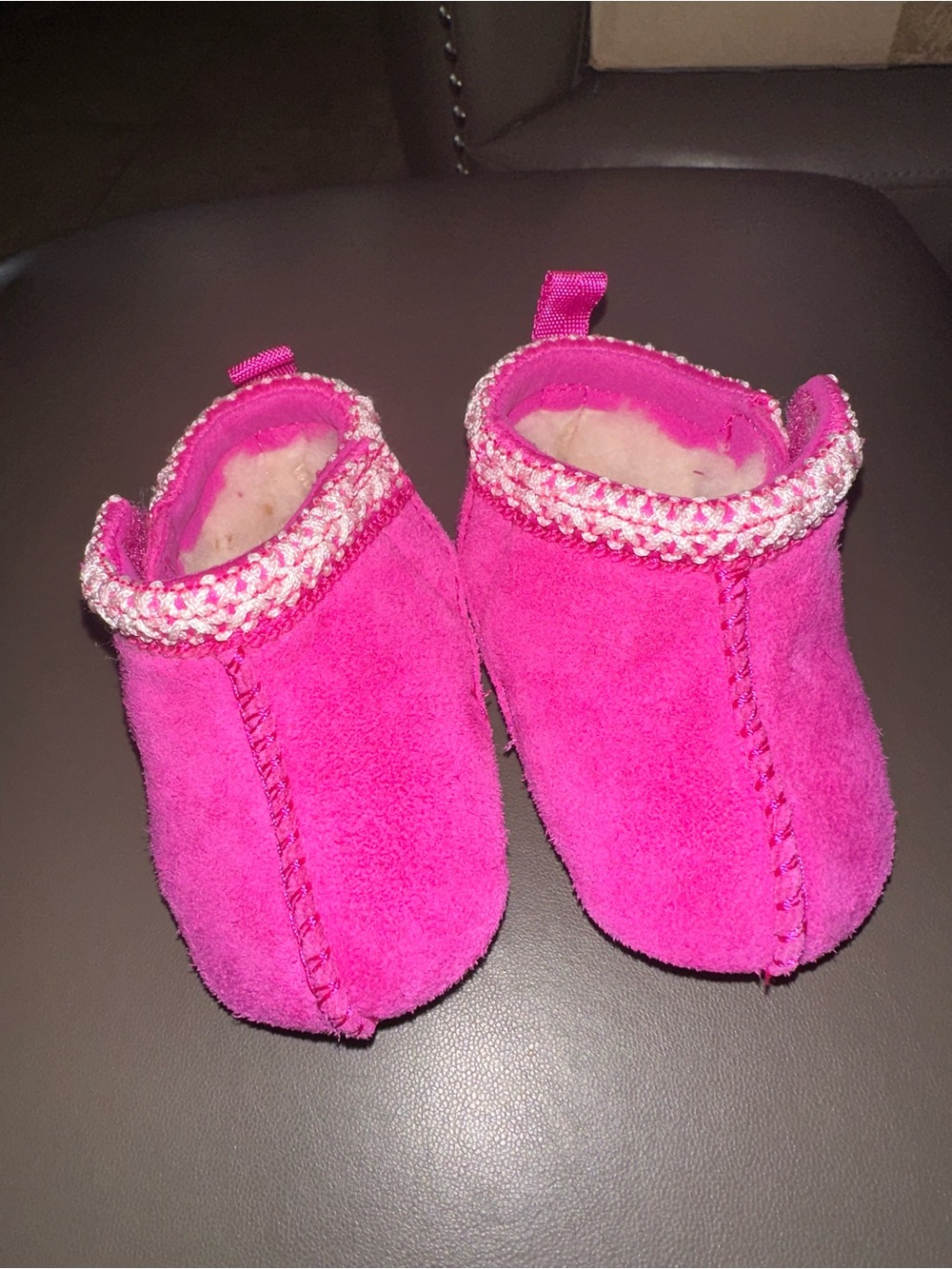 UGG Hot Pink Baby Booties with Knit Trim